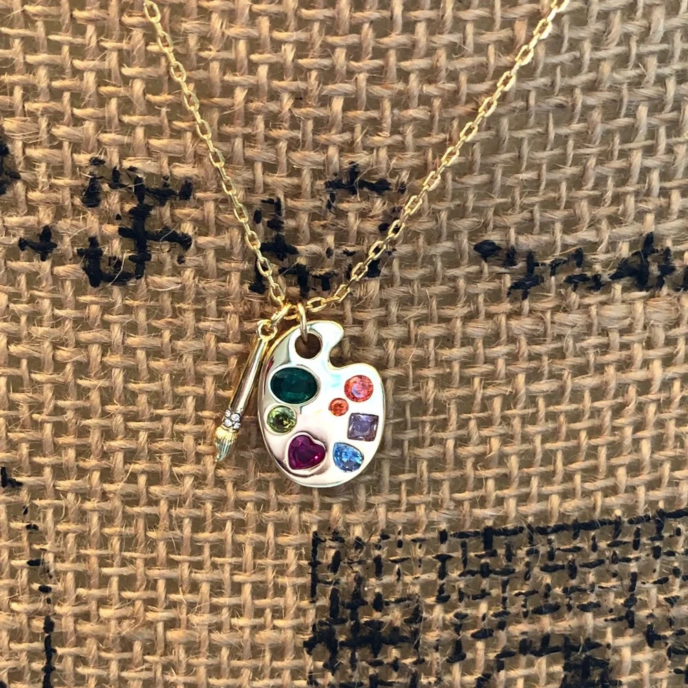 Authentic New with tag Kate spade Gold Artist Palette Necklace